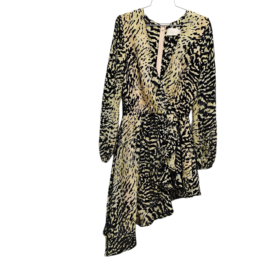 Misha Collection womens Dress size 4 Leopard fit flare asymmetric